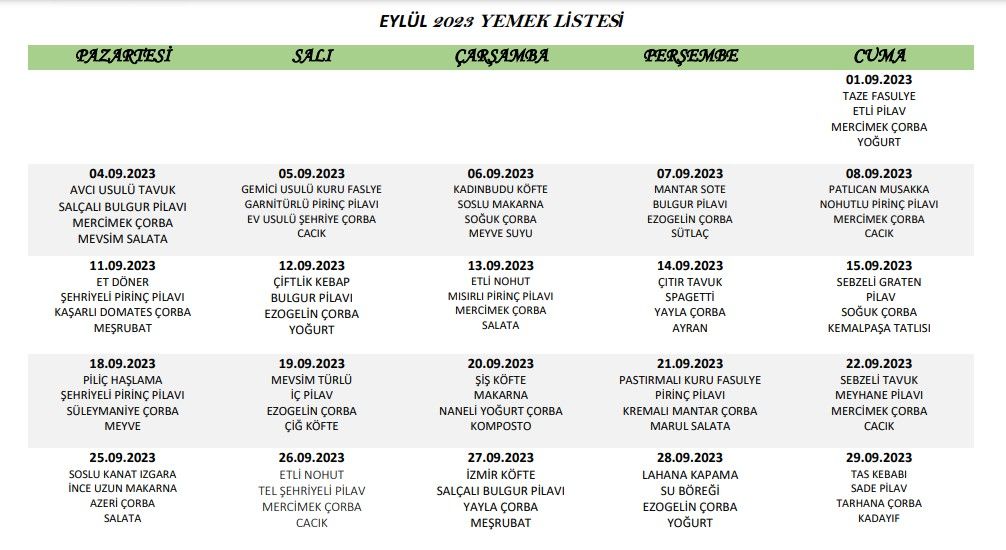 EYLL YEMEK LSTES