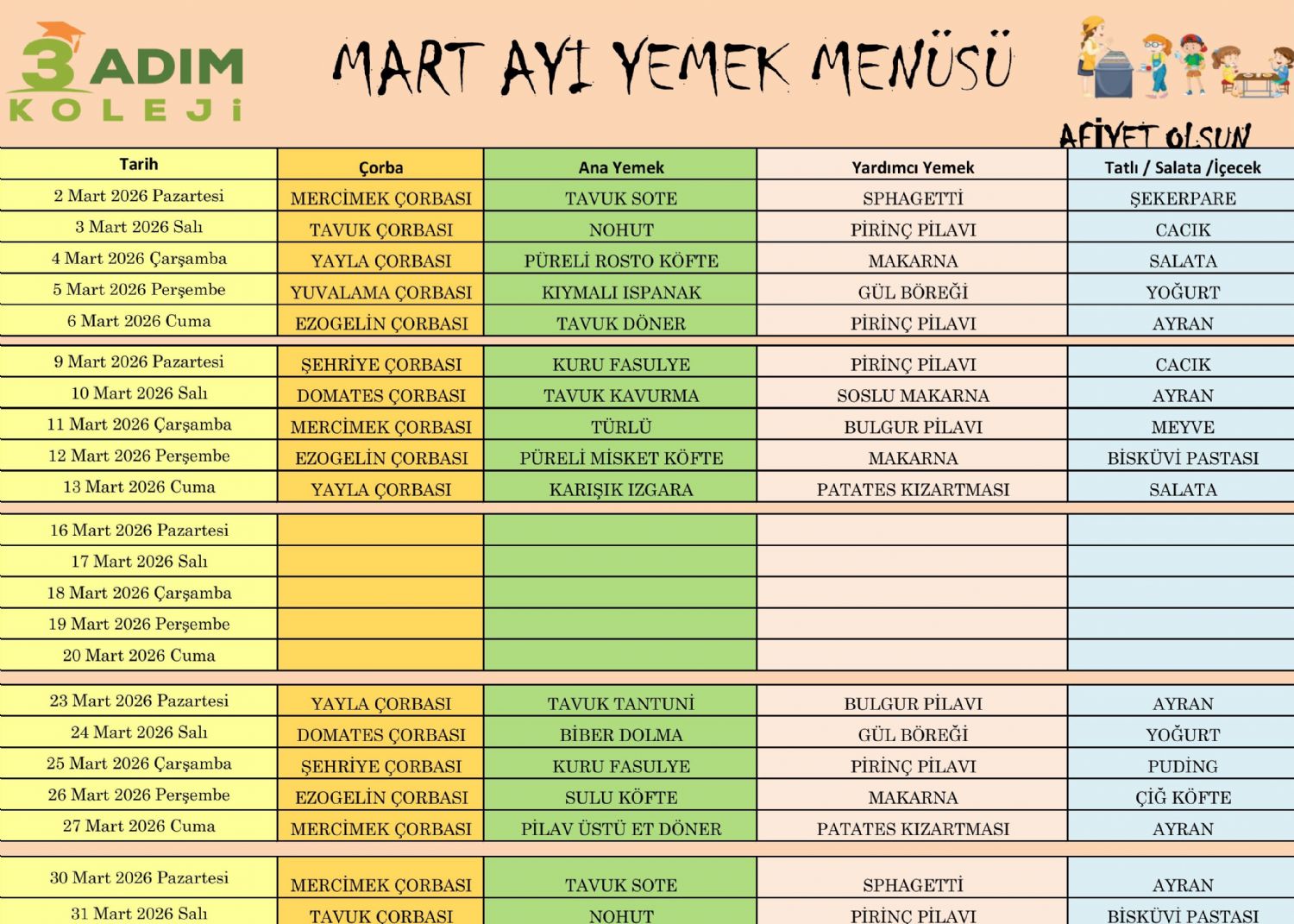 MART YEMEK L�STES�