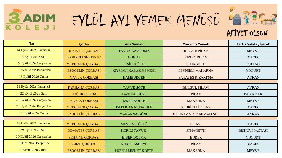 EYL�L YEMEK L�STES�